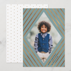 Cartão De Festividades Dourado Diamond Strike Foto de Quadro Leve Natal