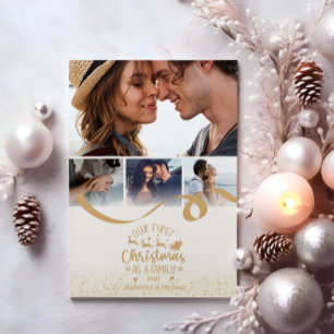 Cartão De Festividades Dourado Glitter 4 Foto Natal