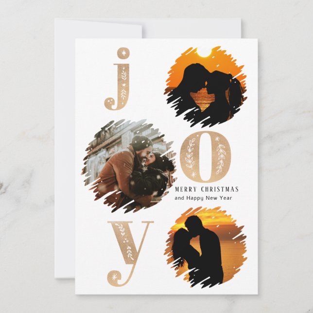 Cartão De Festividades Dourado Natal Elegante Moderno Dourado 3 foto (Frente)