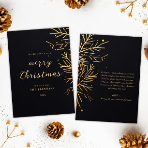 Cartão De Festividades Dourado Natal moderno Festivo Negro Elegante