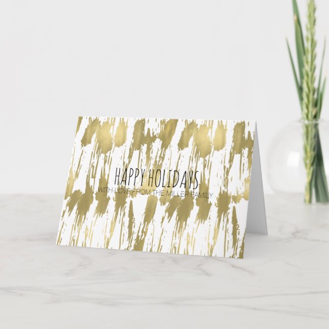 Cartão De Festividades Dourado Natal personalizado com Abstrato de Glam (Frente)