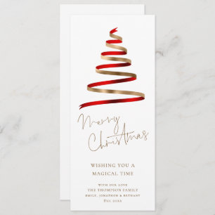 Cartão De Festividades Dourado Natal Vermelho, Script Feliz Natal