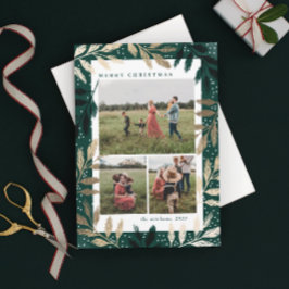 Cartão De Festividades Dourado Ramais 3 Foto Natal