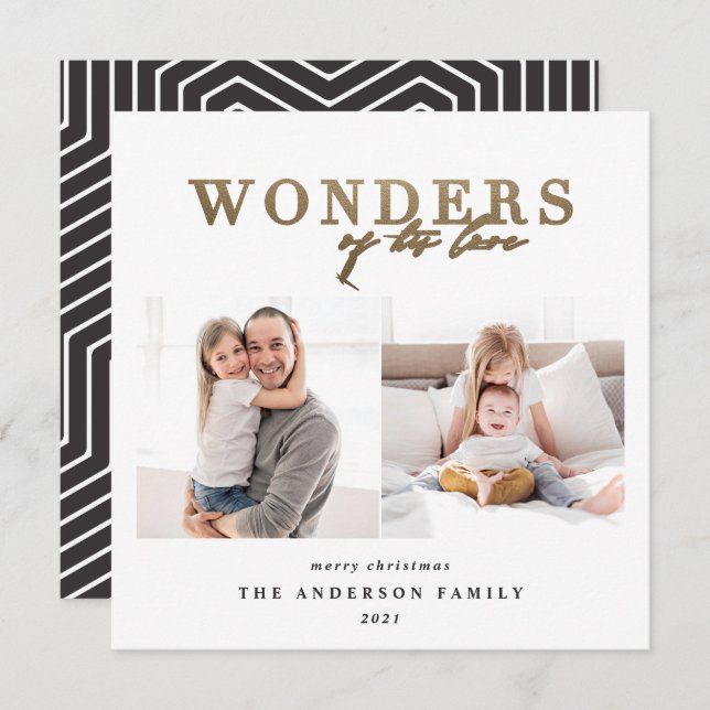 Cartão De Festividades Dourado religioso moderno 2 fotografia geométrica  (Frente/Verso)