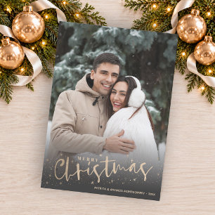 Cartão De Festividades Dourado Script Feliz Foto de Natal