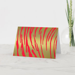 Cartão De Festividades Dourado Tigre Vermelho