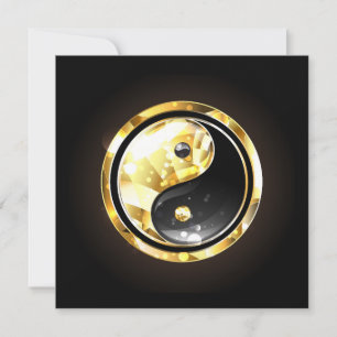 Cartão De Festividades Dourado Yin Yang a preto