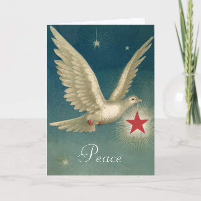 Cartão De Festividades Dove de Paz com Natal nas Estrelas Personalizado (Frente)