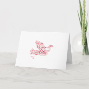 Cartão De Festividades Dove Peace Love Valentines Day Word Cloud