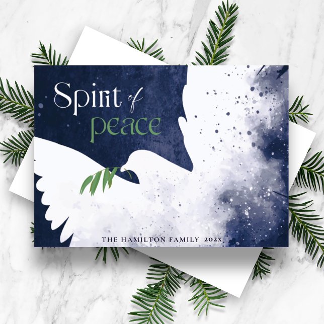 Cartão De Festividades Dove Spirit of Peace Blue Holiday Card (Criador carregado)