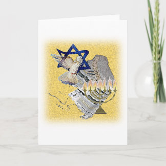 Cartão De Festividades Dove Tallit Menorah with background