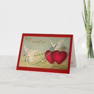 Cartão De Festividades Doves And Hearts Vintage Valentine Card