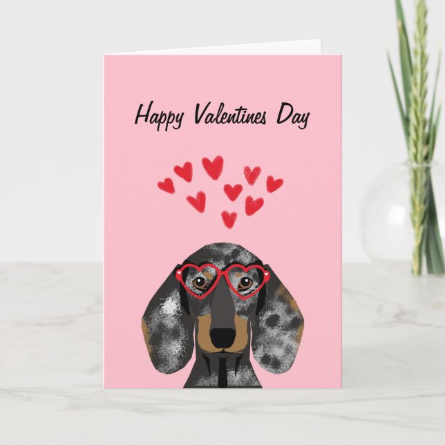 Cartão De Festividades Doxie Dachshund Valentines - Double dapple (Frente)
