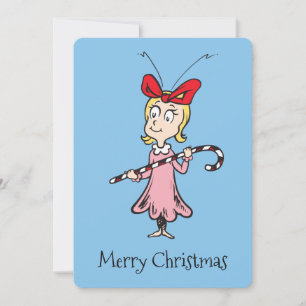 Cartão De Festividades Dr. Seuss   Cindy-Lou Who - Holding Candy Cane