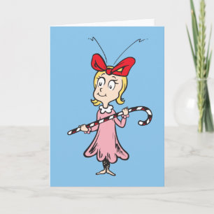 Cartão De Festividades Dr. Seuss   Cindy-Lou Who - Holding Candy Cane