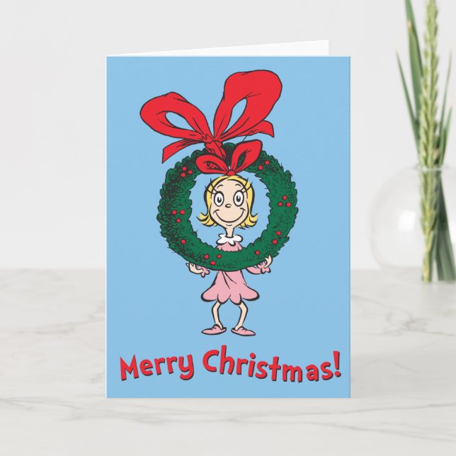 Cartão De Festividades Dr. Seuss | Cindy-Lou Who - Wreath (Frente)