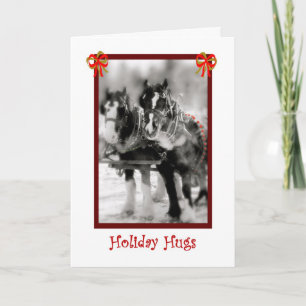 Cartão De Festividades Draft Horse Team, Holiday Hugs