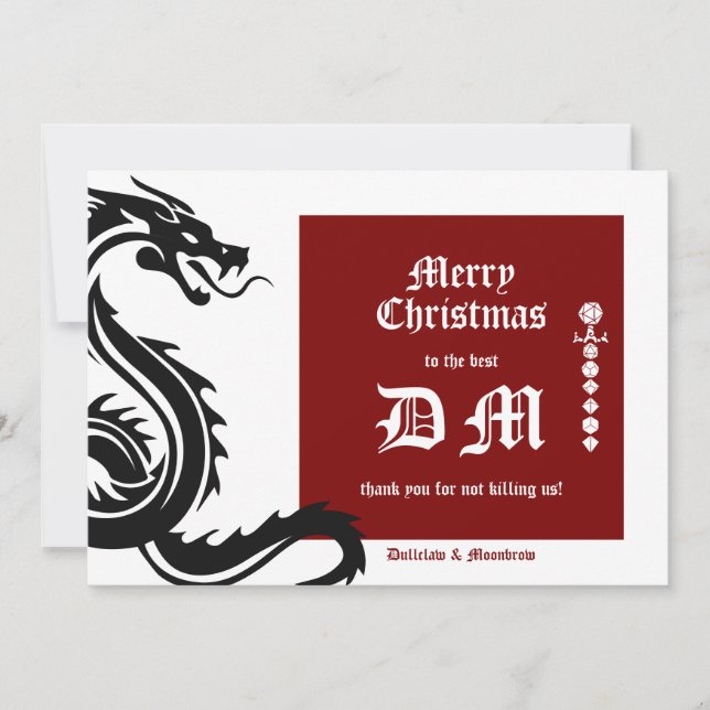 Cartão De Festividades Dragão Celular DND RPG DM Gamer Natal (Frente)