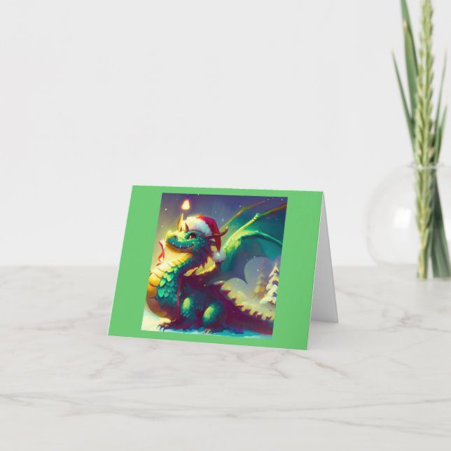 Cartão De Festividades Dragão de Natal 3 (Frente)