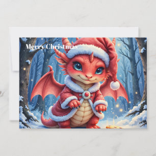 Cartão De Festividades Dragão de Natal, muito fofo para prender, 