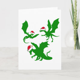 Cartão De Festividades Dragão de Natal Papai Noel Fofo Fantasia