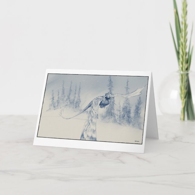 Cartão De Festividades Dragão do Inverno (Frente)