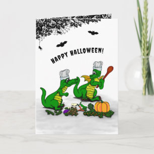 Cartão De Festividades Dragões - Feliz Halloween! Hoje eu vou cozinhar
