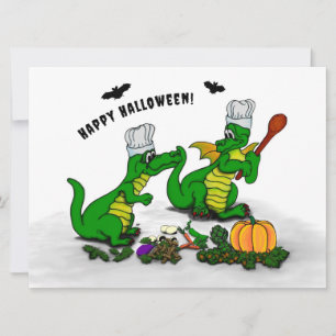 Cartão De Festividades Dragões - Feliz Halloween! Hoje eu vou cozinhar