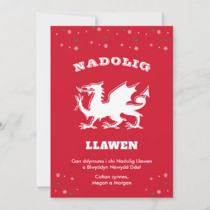 Cartão De Festividades Dragon Nadolig Llawen Welsh Pensava Feliz Natal