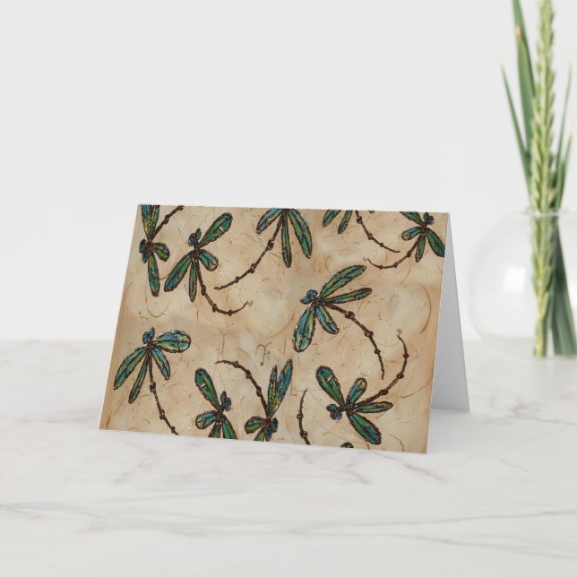 Cartão De Festividades Dragonflies Rustic Cream (Frente)