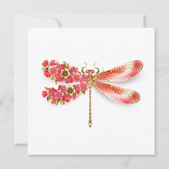 Cartão De Festividades Dragonfly com joalheria sakura (Frente)