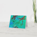 Cartão De Festividades Dragonfly Dance<br><div class="desc">These lovely creatures are always flitting around in my backyard and this image is a version of one of my original acrylic paintings. They would make a fantastic gift for those who adore dragonflies.</div>