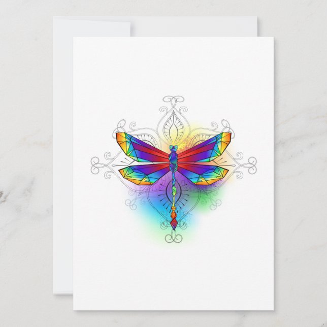 Cartão De Festividades Dragonfly Poligonal (Frente)