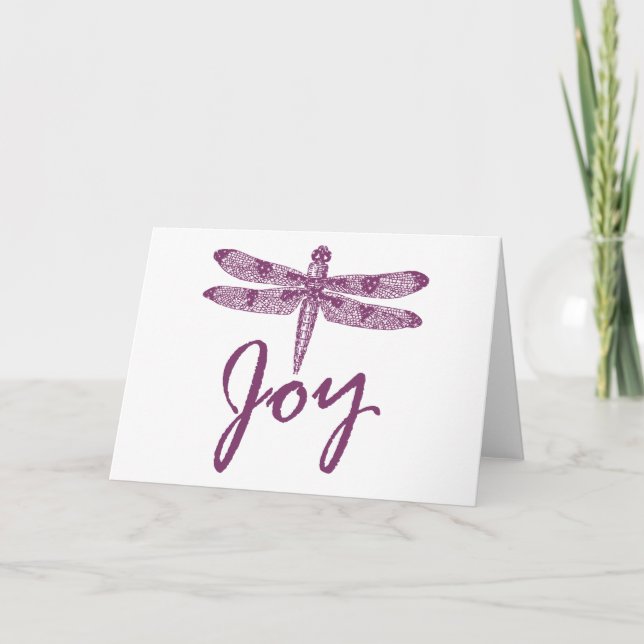 Cartão De Festividades Dragonfly Roxo de Joy Purple (Frente)