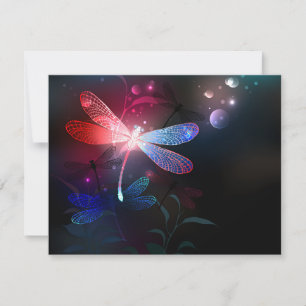 Cartão De Festividades Dragonfly vermelha