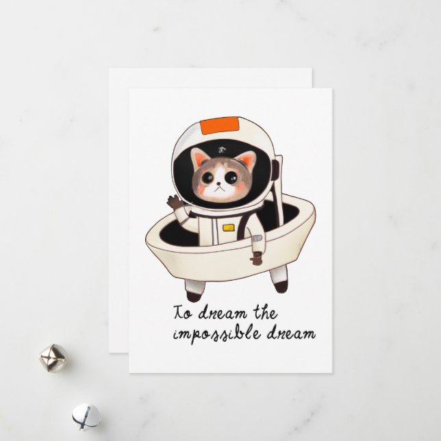 Cartão De Festividades Dreamy Astrocat (Frente/Verso In Situ)