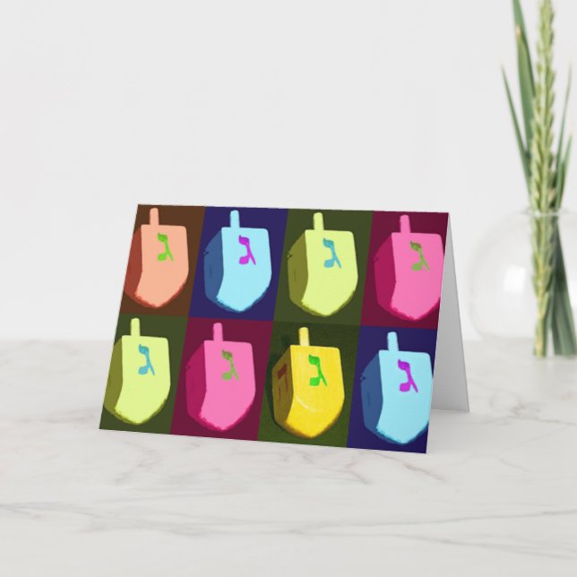 Cartão De Festividades Dreidels Hanukkah Card (Frente)