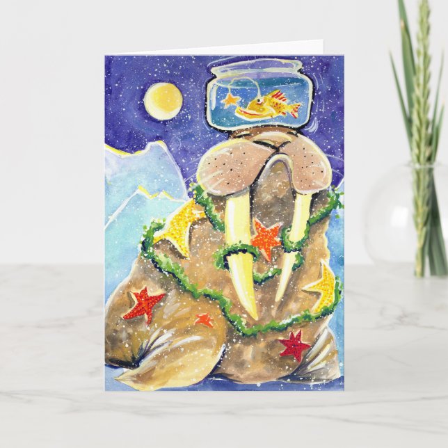 Cartão De Festividades Dressed Up Walrus (Frente)