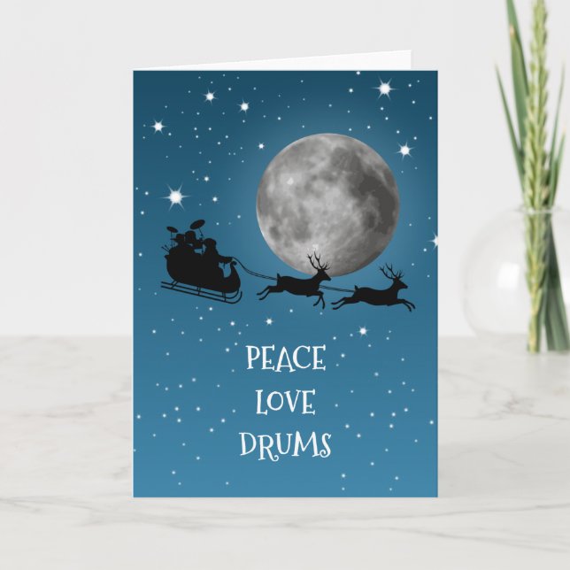 Cartão De Festividades Drummer Christmas Peace Love Drumums Druming Music (Frente)
