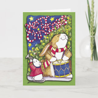 Cartão De Festividades Drummer Rabbit, Christmas Card