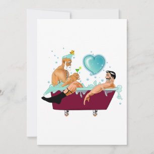 Cartão De Festividades duas banheiras orgulho gay, bolhas, presentes, LGB