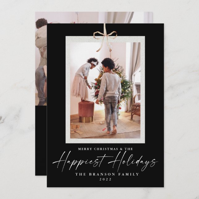 Cartão De Festividades Duas Fotografias Únicas mais felizes no Natal (Frente/Verso)
