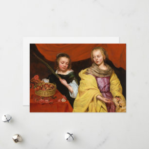Cartão De Festividades Duas Meninas como Agnes Santo e Dorothea Santo