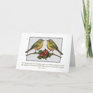 Cartão De Festividades Duas Pequenas Aves Enfrentando: Holly, Amigos: Nat