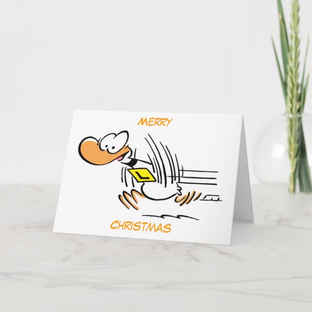 Cartão De Festividades Duck Cartoon Merry Christmas (Frente)
