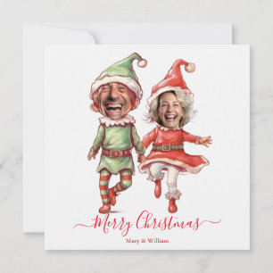 Cartão De Festividades duende de natal casal