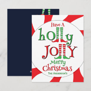 Cartão De Festividades Duende de Torção de Hortelã Feliz Natal Alegre!