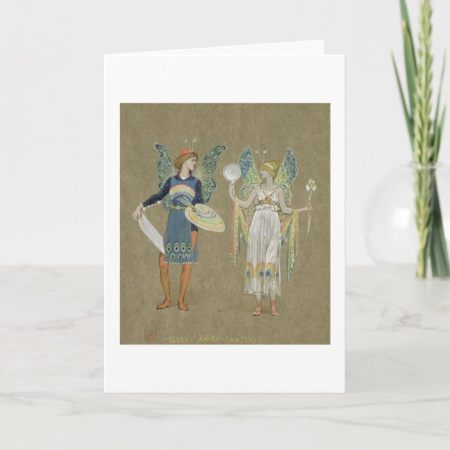 Cartão De Festividades Duendes e pintores feericamente, "do boneco de (Frente)