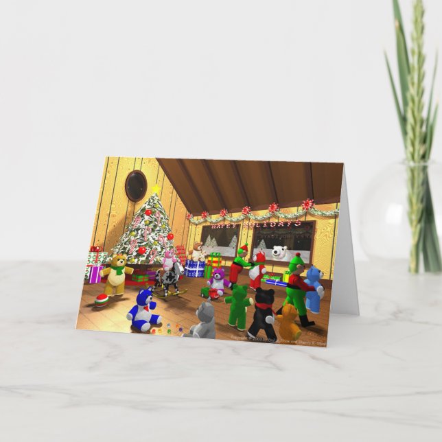 Cartão De Festividades Duendes e ursos (Frente)