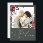 Cartão De Festividades Dusky Poinsettia Floral Merriest Foto de Natal<br><div class="desc">Se precisar de mais alguma personalização,  por favor,  sinta-se à vontade para me enviar uma mensagem em yellowfebstudio@gmail.com.</div>